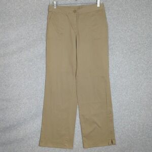 New‎ J.Jill Khaki Stretch Zipper Cuff Ankle Pants Womens 4P Straight Leg Flare